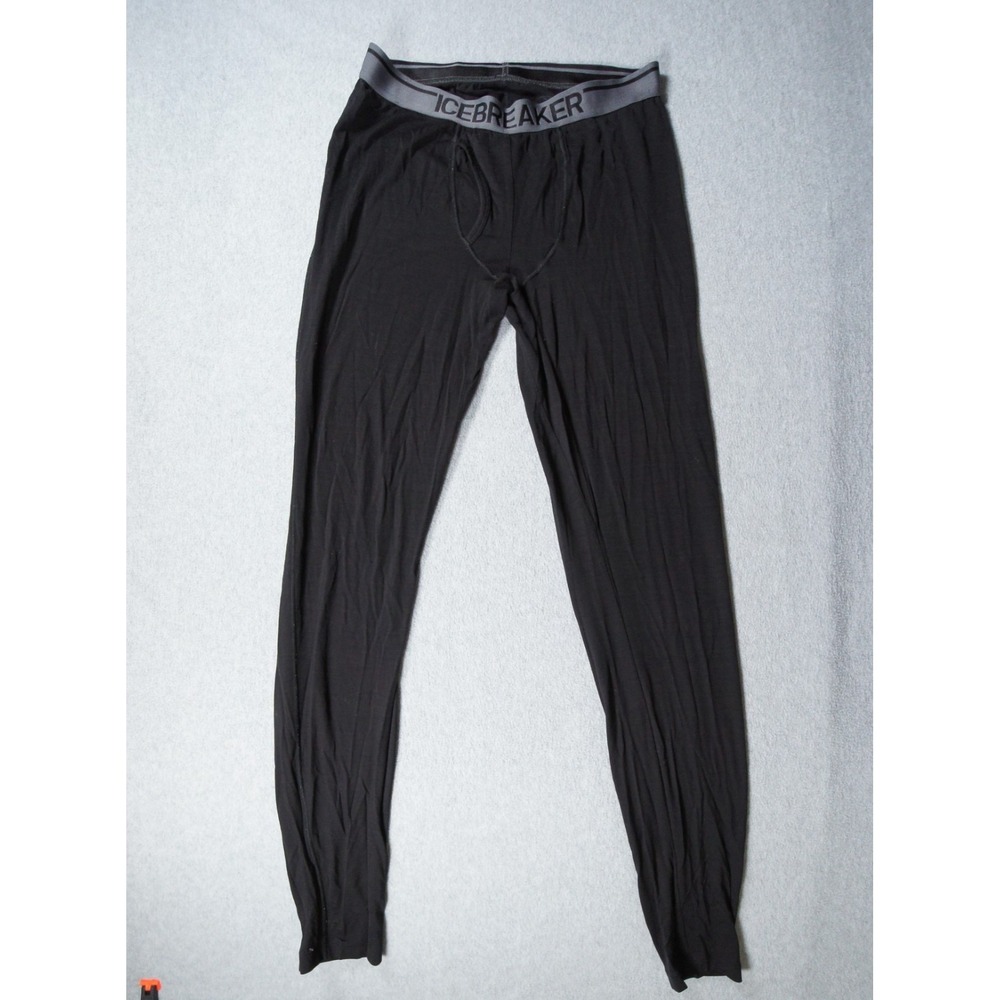 Icebreaker Pants Mens Medium Black Baselayer Merino Wool Outdoors Hike Camp
